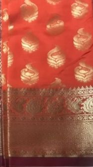 Orange Lightweight Pattu Saree with Maroon Border